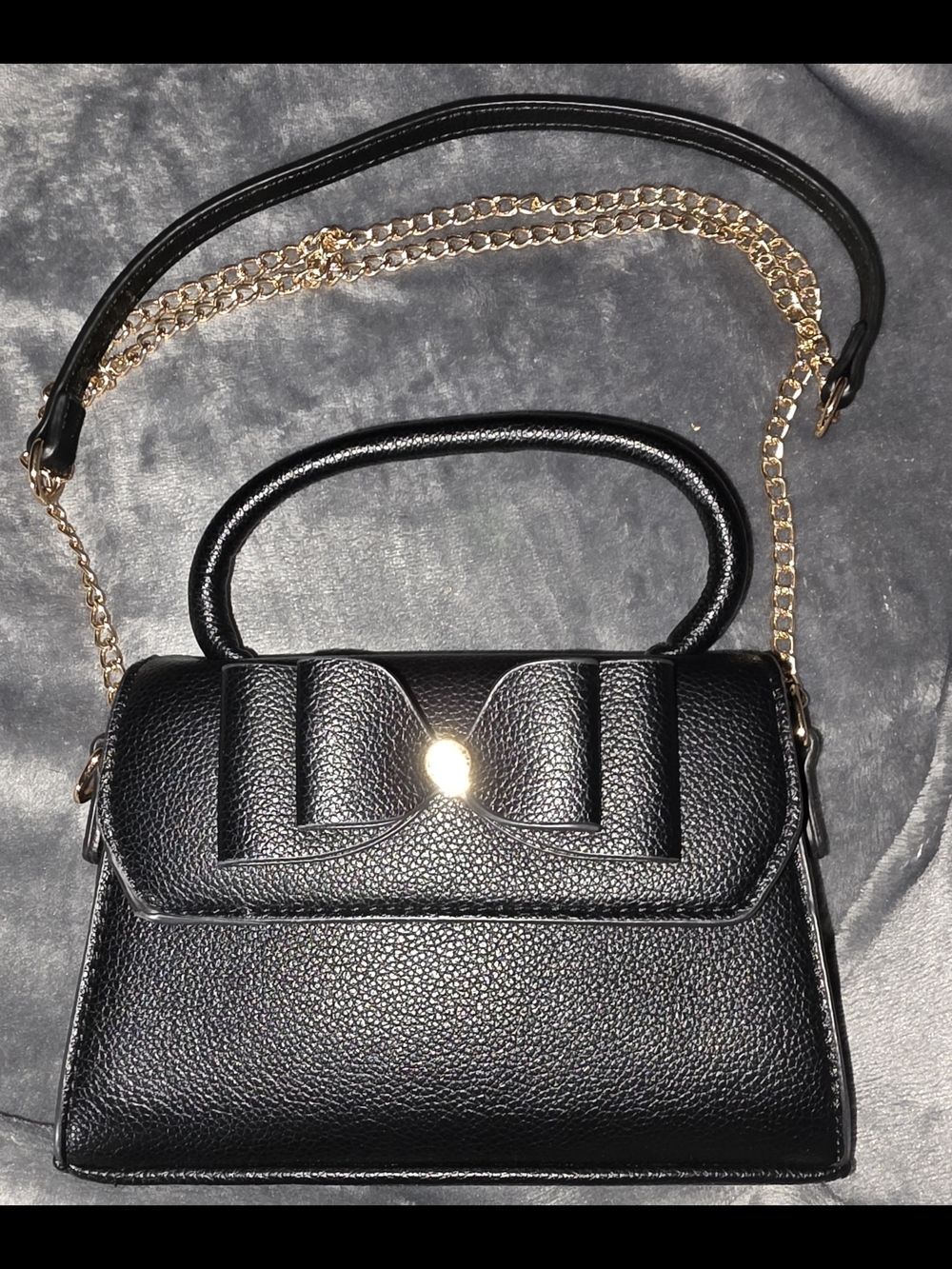 NWOT Black Bow Accent Top-Handle Crossbody Bag